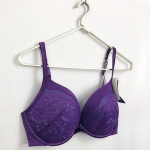 Olga Flirty Deep Plunge Lace Underwire Purple